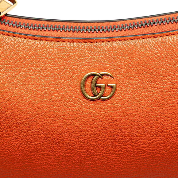 Gucci GG Marmont Aphrodite Handbag Hobo Shoulder Bag Orange Leather - Picture 4 of 9